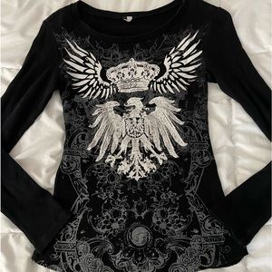 Black Rockstar Girlfriend Aesthetic Long Sleeve Top